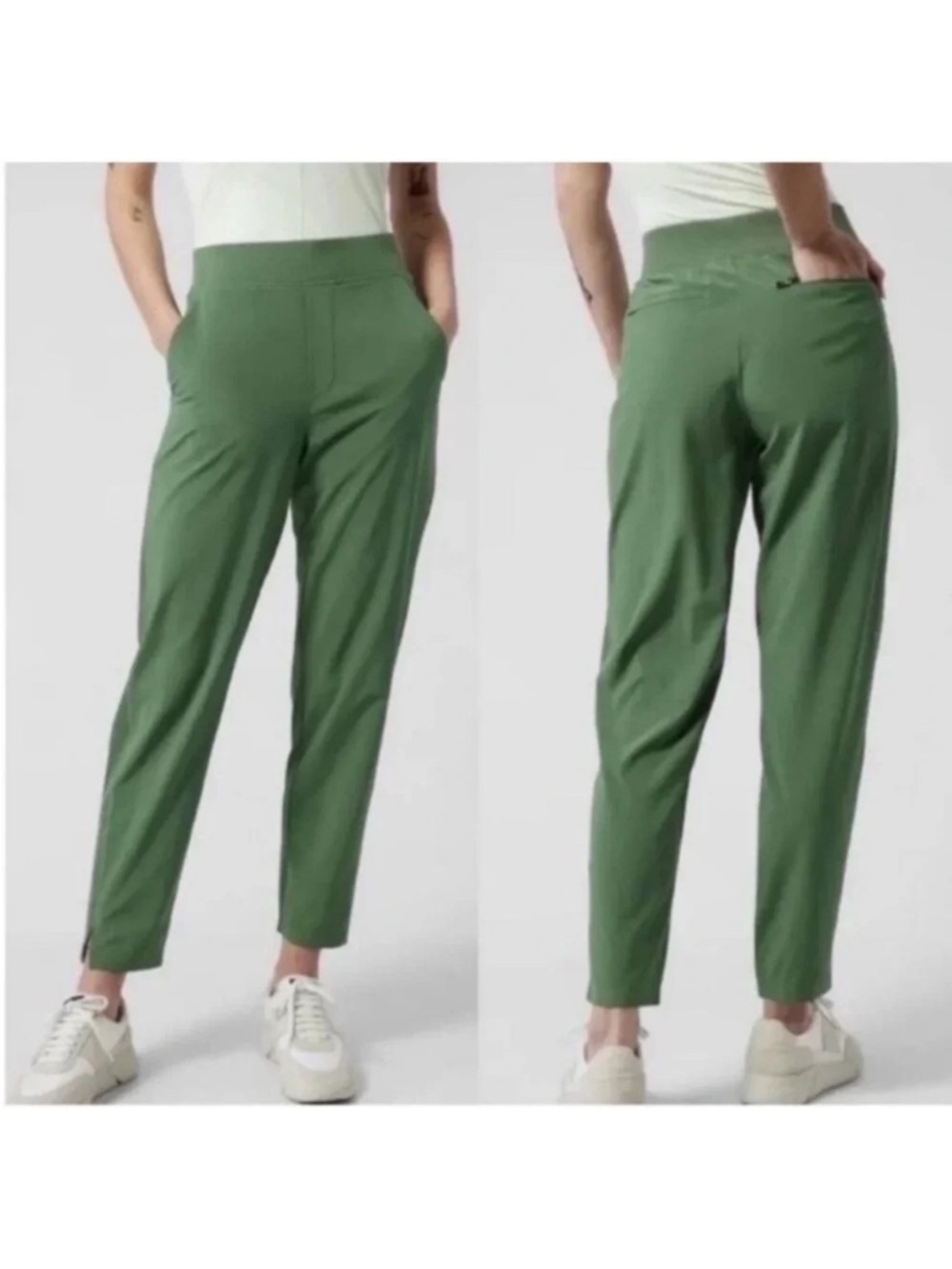 Athleta Brooklyn Ankle Pants Womens Vineyard Green Active Easy Fit Comfort EUC 4